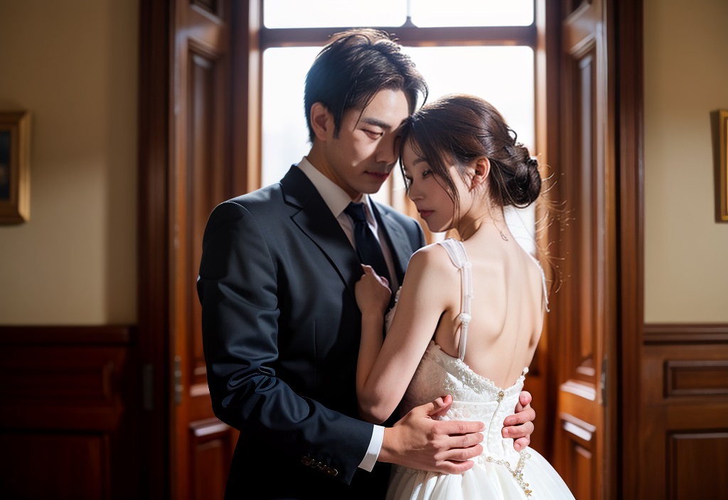 男性とホテルに入る女性